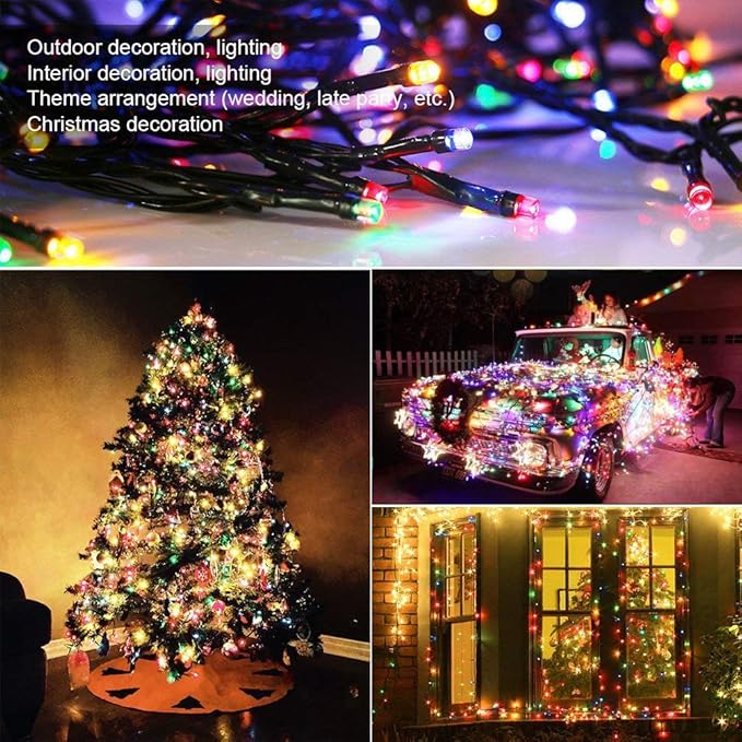 Christmas String Lights - 320 LEDs 35m/115ft Memory Function 8 Modes End-to-End Plug in Outdoor Waterproof Decorative Fairy Twinkle Indoor Xmas Tree Lights String for Home/Patio/New Year - Colorful