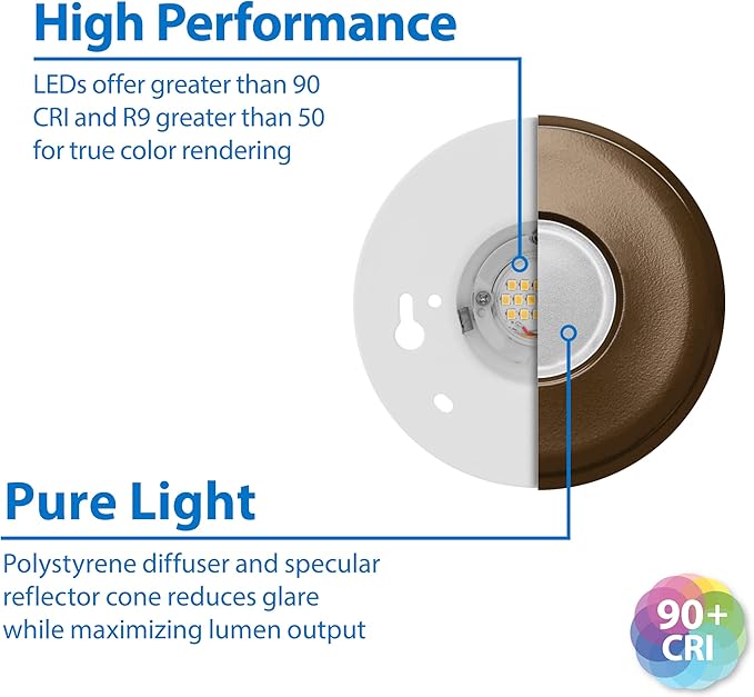 SureFit(v3) LED Flush Mount Ceiling Light, 3000K with Round Oil-Rubbed Bronze Trim (DLF301203KRDOB)
