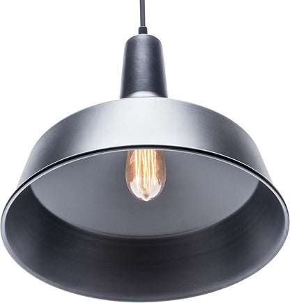 GLOBE Electric 65155 1-Light Industrial Warehouse Pendant Lighting, Matte Black, Hanging Lamp, Hanging Lights, Ceiling Light Fixture