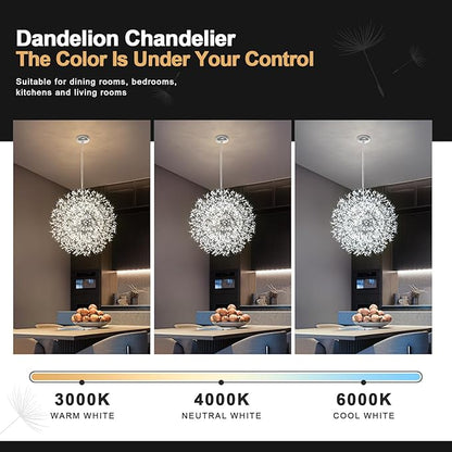 Modern Firework Chrome Crystal Chandeliers, Sputnik Dandelion Chandelier Light Fixture Pendant Lighting for Living Room, Dining Room, Restaurant, Bedroom, Kitchen- 16 Lights
