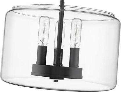 ML Lighting | Asheville Collection | 46923-MB | Metal 3-Light Semi-Flush in Matte Black with Clear Glass Shade | for Compact Spaces Close to Ceiling | Modern Design with an Heirloom Quality
