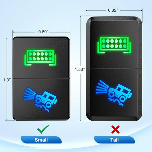 Nilight LED Light Bar & Off-Road Lights Dual Push Button Switch 12V ON Off Switches with Connector Wire Kit 1.28" x 0.87" Replacement for Toyota Sequoia Highlander Tacoma Tundra 4Runner RAVR Yaris