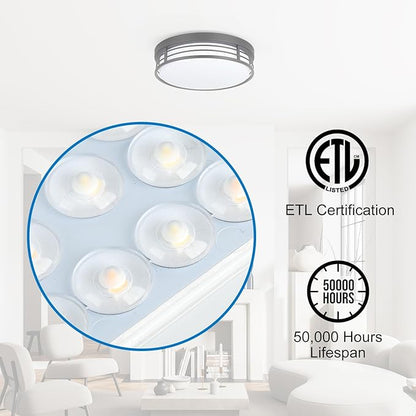 WISBEAM 10 Inch LED Ceiling Lighting Fixture, 23W Black Flush Mount Ceiling Light with 5CCT(2700K/3000K/3500K/4000K/5000K), Dimmable LED Light Ceiling Mount for Kitchen Bathroom Hallway, 2 Packs