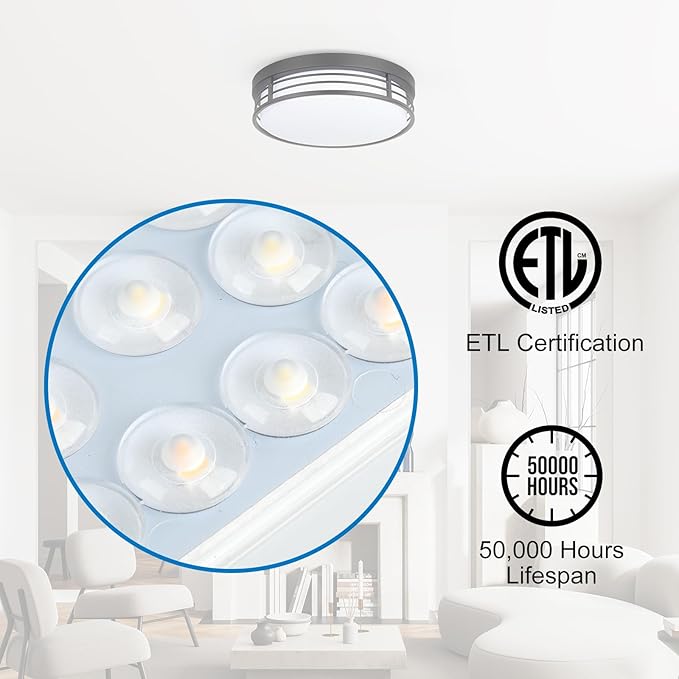 WISBEAM 10 Inch Matte Black Flush Mount Ceiling Light, 23W LED Ceiling Lighting Fixture with 5CCT(2700K/3000K/3500K/4000K/5000K), Dimmable LED Light Fixtures Ceiling Mount for Kitchen Bathroom Hallway