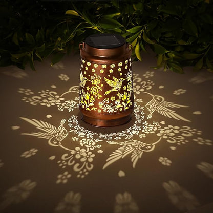 Solar Lanterns Outdoor Waterproof,Mothers Day Gifts,Birthday Gifts for Women Mom Grandma,Garden Decor Metal Hanging Decorative Solar Lights,Gardening Gifts for Yard,Patio, Lawn,Tabletop(Hummingbird)
