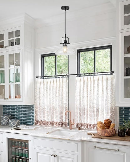 WILON Seeded Glass Pendant Lights Kitchen Island Lighting, Black Modern Farmhouse Pendant Light Fixture with E26 Base, Vintage Hanging Ceiling Lamp for Kitchen Sink Hallway Dining Room Entry Hall