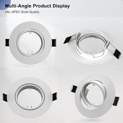 6 Pack Recessed Lighting Trims, MR16 GU10 GU5.3 Holders, 3 inch Recessed Light Socket, Adjustable Spotlight Frame Suitable for Ceiling Cabinet Kitchen, Matte White