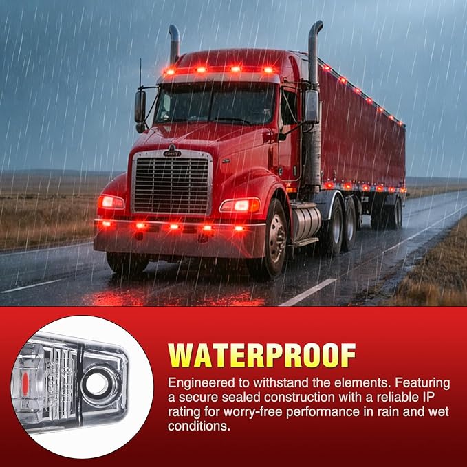 Nilight 2.5 Inch Oval Side Marker Clearance Light 2 LED 8 Pack White Lens Red Light 80LM High Lumen Waterproof Surface Mount 12V Direct Wire for Truck Trailer Boat RV Semi