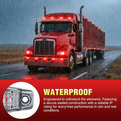 Nilight 2.5 Inch Oval Side Marker Clearance Light 2 LED 8 Pack White Lens Red Light 80LM High Lumen Waterproof Surface Mount 12V Direct Wire for Truck Trailer Boat RV Semi