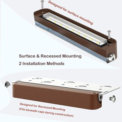rosykite LED Retaining Wall Lights 8-Pack, 7 Inch 5W Hardscape Paver Lights, 5CCT 2200K-5000K, 270° Rotatable Low Voltage 12-24V Outdoor Step Lights, ETL Listed Landscape Lights for Deck Stairs Patio