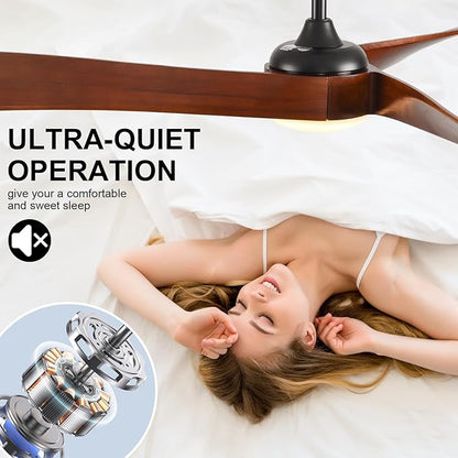52 Inch Modern Ceiling Fans with Lights and Remote Control Quiet Motor with 6 Speeds, Unique Fan Design Indoor Outdoor Ceiling Fan with Light for Farmhouse Patios Bedroom Living Room