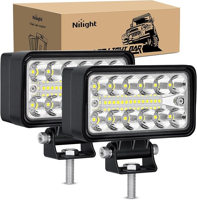 Nilight LED Light Pods 2PCS 4.5 Inch 39W Upgraded Spot Flood Combo Beam Driving Fog Work Backup Bumper Roof Lighting for Offroad Pickup Truck ATV UTV SUV 4x4 Van Camper Boat