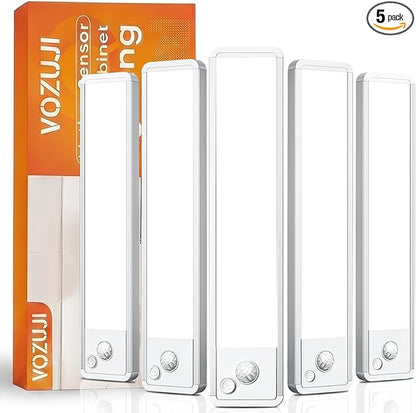 Under Cabinet Motion Sensor Lighting: Dimmable Rechargeable Lights Indoor - Battery Operated Lights - Undercabinet Wireless Closet Light Magnetic Led Light for Kitchen Home Bathroom Counter 5 Pack