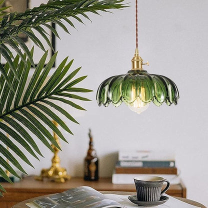 XZHGCEE Plug in Pendant Light Fixtures: Hanging Light Plug in Green Glass Hanging Lamp, Pendant Lighting for Kitchen Island, Bedroom, Dining Room, Living Room, E26 No Bulb