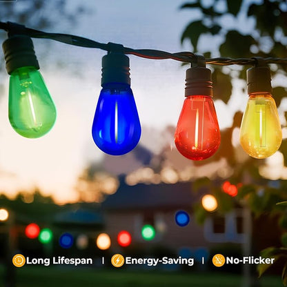GvvooHome 24 Pack LED S14 Colored Light Bulbs for Outdoor String Lights, Shatterproof 1W Replacement Bulbs for Patio Lights, Dimmable, 2200K Warm White, E26 Base, Multi-Color: Red/Blue/Yellow/Green