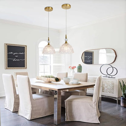 Modern Bronze Glass Pendant Light 7.68 in Dome Light Fixture with Clear K9 Crystal Ball Adjustable Height Vintage Mini Hanging Lights for Kitchen Island Bedroom Dining Room Living Room