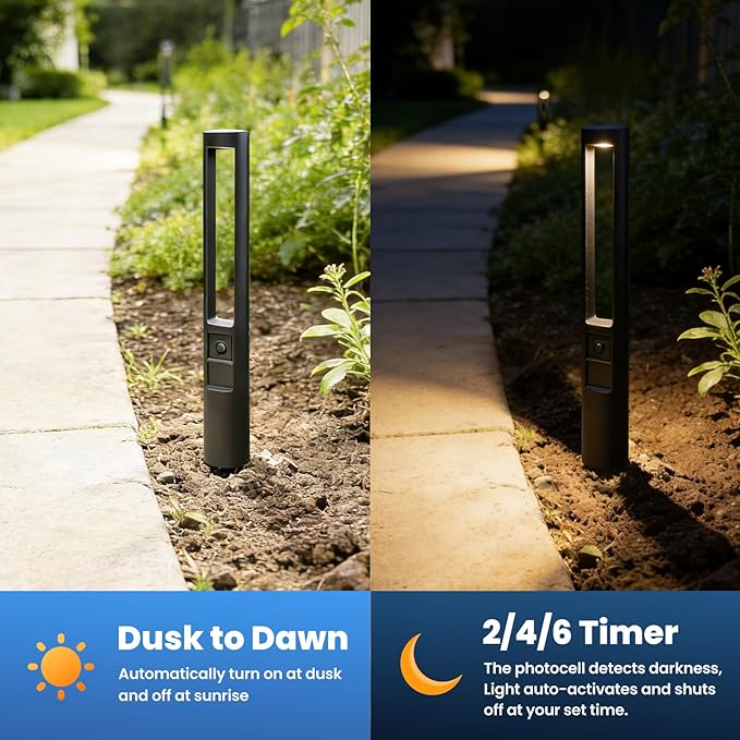 All-in-One Low Voltage Landscape Lighting Kit, 4-Pack Pathway Lights with Transformer Dusk to Dawn Outdoor Lighting 5CCT, IP66 Waterproof Landscape Lights with Connectors for Patio