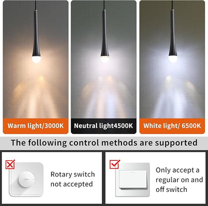 3 Pack Modern Black LED Pendant Light, Kitchen Island Ceiling Hanging Lights, Teardrop Bubble Crystal, 3 Color 2700K/4500K/6500K, Bedside Small Chandeliers Lamps for Bar, Dining Room, Hallway, Foyer