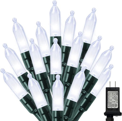 LAMPHOME White Christmas Mini Lights, 32.5FT 100 LED Clear Bulbs String Lights with 16 Light Modes, Fairy Lights Plug in for Outdoor Xmas Trees Garland Wreath Holiday Decorations
