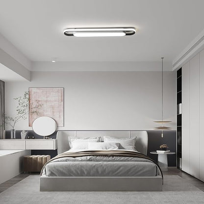 Modern LED Smart Ceiling Light,28.3" Flush Mount Ceiling Lamp, 40W Dimmable Linear Metal Chandelier Light Fittings for Kitchen Laundry Garage Dining Room Office Hallway Closet Aisle