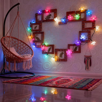 JACUXLSS Easter Pastel Flower String Lights Indoor Bedroom Decorations, 33ft 100 LED USB Plug-in Fairy Cute Cherry Blossom Froal Lamp for Patio, Garden Party, Christmas, Birthday Decor (Multicolored)