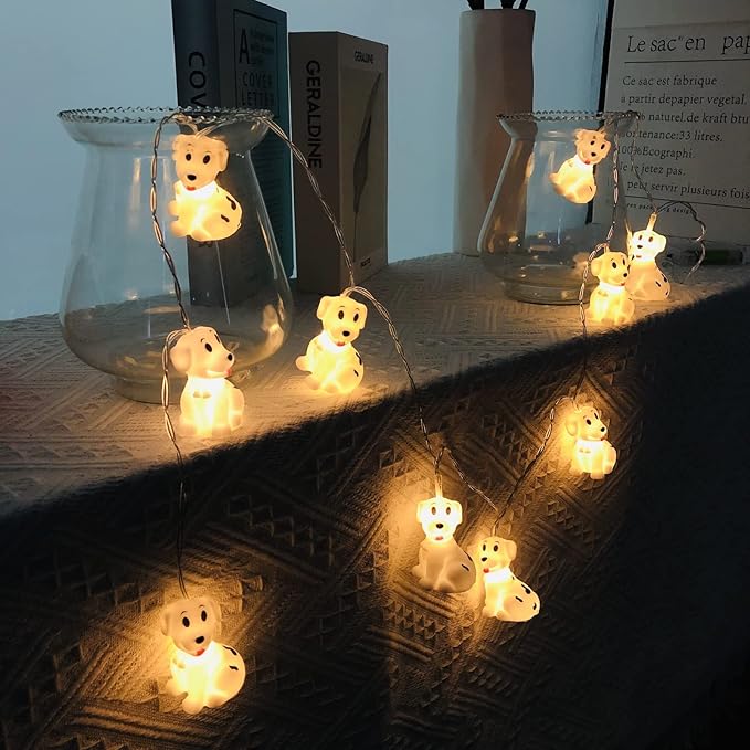 1.65M Cute Animal Dog Shape 10 Led Fairy Lights Spotty Dog String Lights USB Powered for Halloween Christmas Thanksgiving Home Party Children Kids Bedroom Decoration (Spotty Dog)