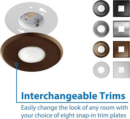SureFit(v3) LED Flush Mount Ceiling Light, 3000K with Round Oil-Rubbed Bronze Trim (DLF301203KRDOB)