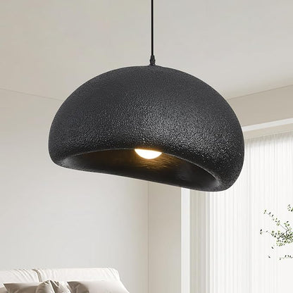 19.7in Wabi Sabi Pendant Light, Kitchen Island Lighting Fixture Ceiling Mount Japanese Lamp Japandi Chandelier for Dining Living Room Hallway Bedroom Restaurant Hanging Lamp, Black 1 Pack