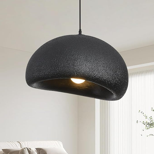 19.7in Wabi Sabi Pendant Light, Kitchen Island Lighting Fixture Ceiling Mount Japanese Lamp Japandi Chandelier for Dining Living Room Hallway Bedroom Restaurant Hanging Lamp, Black 1 Pack