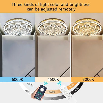 HAIXIANG Modern Glam Chandelier LED Crystal Light Interior Luxury Ceiling Chandeliers Remote Dimmable Lights Fixture 40 Inches Gold Large Size Light