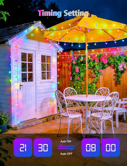 echosari Smart 4th of July Lights Plug in, 10FT 60 LED Color Changing Globe Fairy Lights RGB Built in Chip with App Remote Control, Firecracker String Lights for Indoor Bedroom Party Holiday Decor