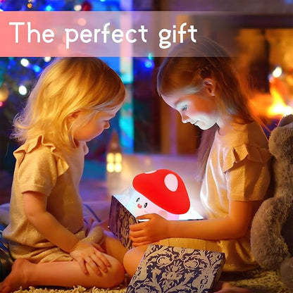 Mushroom Night Light Color Changing, 50Hrs Mushroom Lamp, Tap Control 2 Brightness & Timer, Rechargeable Squishy Night Lamp for Kids Adults, [Mothers Day Gifts]