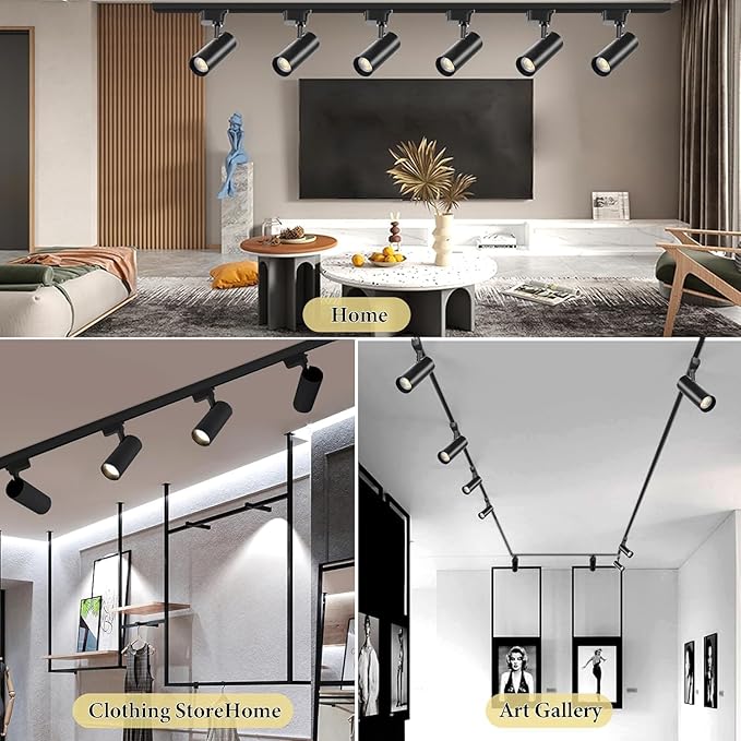 H Type LED Track Lighting Heads 24 Track Lights 4000K 20W 2400lm High Brightness Track Lighting System for Accent Lighting, Dimmable Ceiling Lights Spotlight Fixtures with 26ft Track Rail