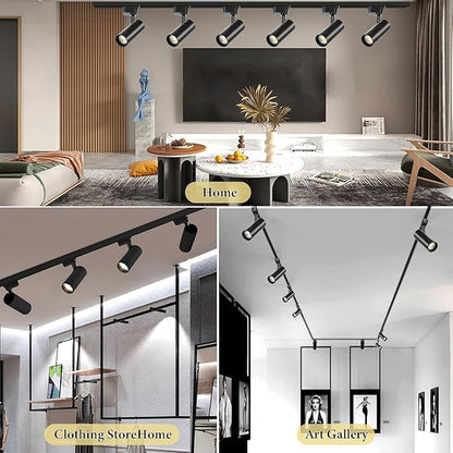 H Type LED Track Lighting Heads 24 Track Lights 4000K 20W 2400lm High Brightness Track Lighting System for Accent Lighting, Dimmable Ceiling Lights Spotlight Fixtures with 26ft Track Rail