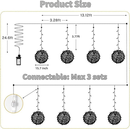 Outdoor Christmas Ball Lights 4 Pack Hanging 15.7" LED Garden Sphere Tree Lights 8 Modes Waterproof Glow Globe Light with Memory Timer Plug for Yard Porch Eave Patio Home Bedroom Decoration-Cool White