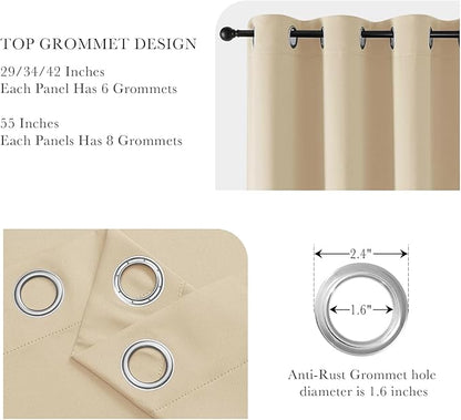 PONY DANCE Blackout Curtains for Bedroom 72 Inch Length 2 Panels Set, Privacy Thermal Insulated Room Darkening Grommet Drapes for Living Room Window, W34 x L72 Inch, Biscotti Beige