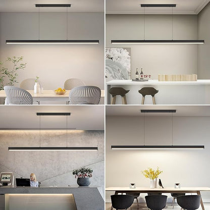 Modern LED Linear Pendant Light, 31IN Ceiling Chandlier Light Fixtures Hanging with Remote Control 3000k-6500K Adjustable Color Temperature Island Light for Dining Room, Kitchen