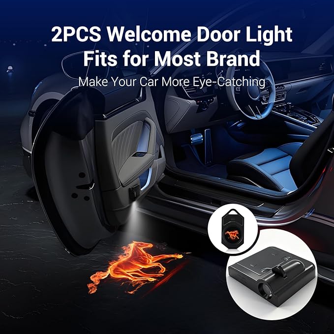 Car Door Lights Logo Projector, 2PCS Car Door Projector Lights Welcome Courtesy Ghost Shadow Lamp Fit for All Car Models by FLYEEGO