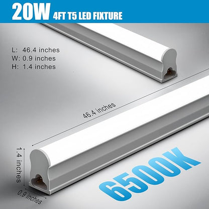 4FT LED Shop Lights, 2200LM 6500K Super Bright LED light Bar, 20W Linkable Shop Lights, Garage Light Ceiling and Under Cabinet Light Strips for Workshop, Basement with ON/OFF Switch, 20 Pack