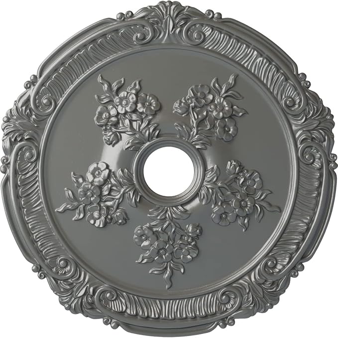 Ekena Millwork CM26ATSLS Attica with Rose Ceiling Medallion, Silver, 26" x 3-3/4" x 1-1/2"