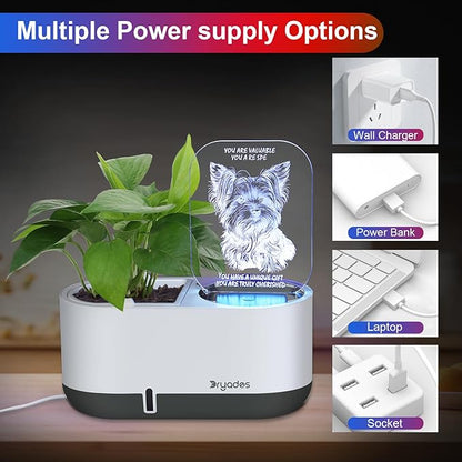 Self-Watering Plant Pot with LED Note Board & 7 Colors Pen, Led Acrylic Message Board with Plant Pot,Dog Board Night Light with Planting Pot for Mother's Day/Children's Day Gifts(No Plant)