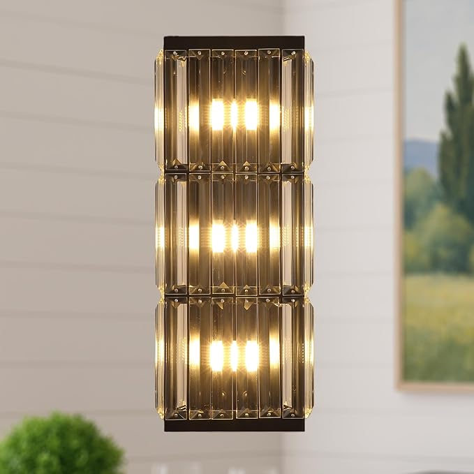 Rustic Black Wall Sconce with Glass Vintage Antique Wall Light Fixture Retro Farmhouse Mid Centry Wall Sconce for Bedroom, Living Room, Mirror, Fireplace