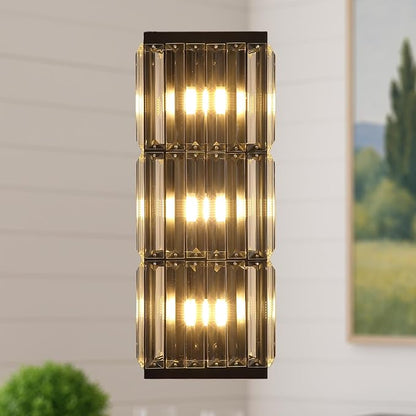 Rustic Black Wall Sconce with Glass Vintage Antique Wall Light Fixture Retro Farmhouse Mid Centry Wall Sconce for Bedroom, Living Room, Mirror, Fireplace