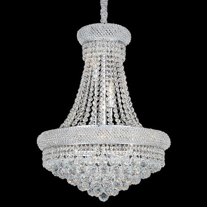 Crystal Chandeliers for Dining Room Light Fixture,Empire Style K9 Crystal Chandeliers for Entryway,12 Lights Chrome Luxury Lighting Fixtures for Living Room Stairway Bedroom Foyer D22 Inch