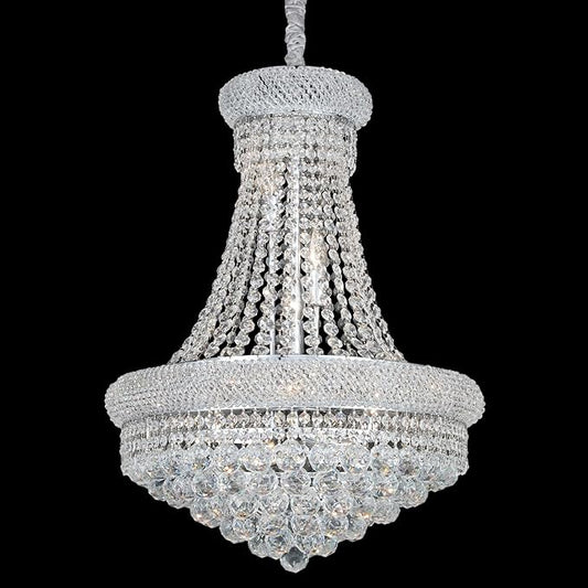 Crystal Chandeliers for Dining Room Light Fixture,Empire Style K9 Crystal Chandeliers for Entryway,12 Lights Chrome Luxury Lighting Fixtures for Living Room Stairway Bedroom Foyer D22 Inch