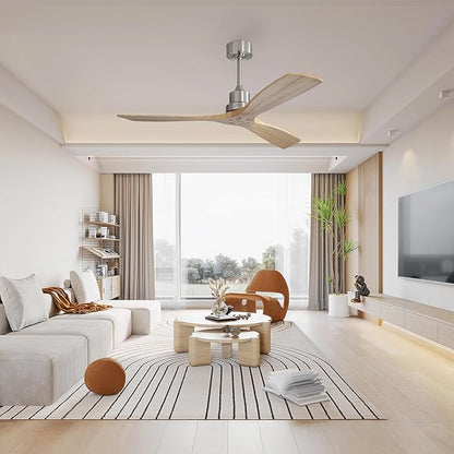 Sofucor Smart Ceiling Fan no Lights, 52" Low Profile Ceiling Fans with Remote, Compatible with Alexa/Google/App, 3-Color Light 6-Speed DC Motor Reversible Timer for Bedroom Living Room Patio Outdoor