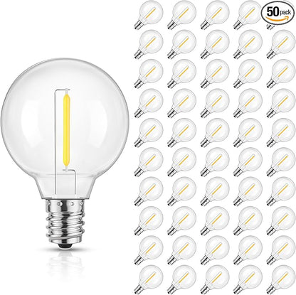 Mlambert G40 LED Replacement Light Bulbs for String Lights, Dimmable E12 Base Shatterproof Bulbs, 1W Equal to 5W, Neutral White 4000K, 50Pack, Not Solar
