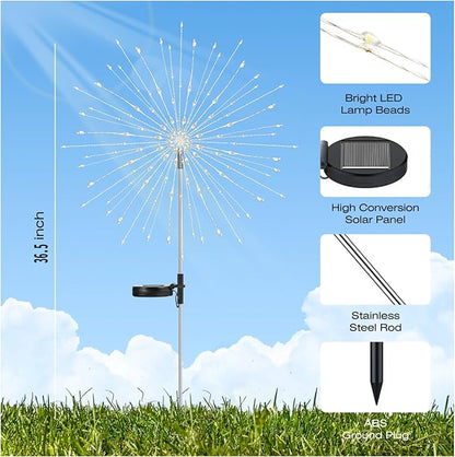 Garden Decor Outdoor Lights 500LED 4Pack, Solar Garden Lights for Outside Christmas Fairy Firework Decorative,Solar Powered for Yard Pathway Flowerbed Planter Balcony Patio Decor