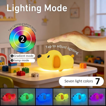 Cute Dog Night Light, Dimmable with Soft Silicon Dog Light, Kindergarten Kawaii Light, Rechargeable Touch Night Light for Boys and Girls, Used for Camping Room Decoration.