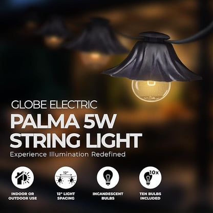 Globe Electric Palma Collection, 10', 10 Light, 5W, G12, Incandescent String Light Set